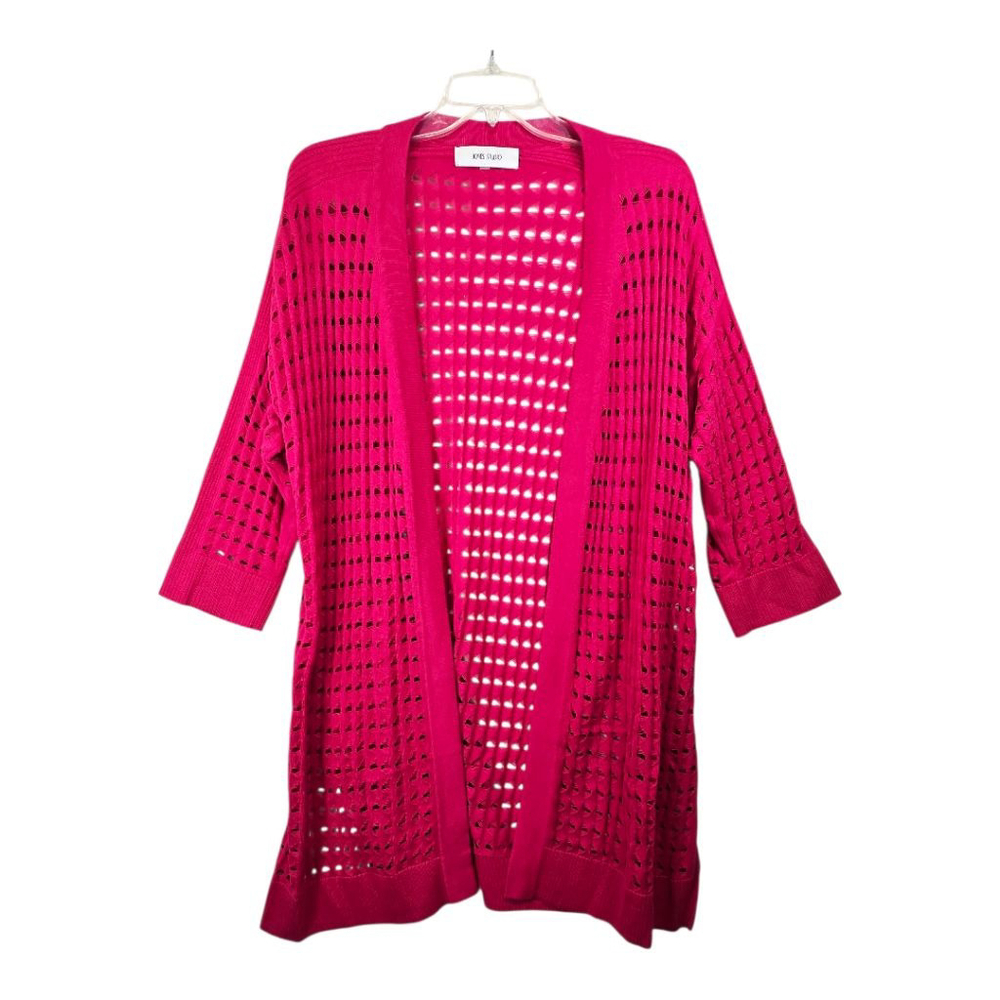 JONES STUDIO Dark Pink Open Knit Long Cardigan XL